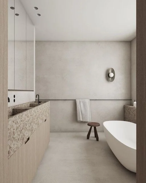 Kamar Mandi Bathtub Nuansa Earthtone