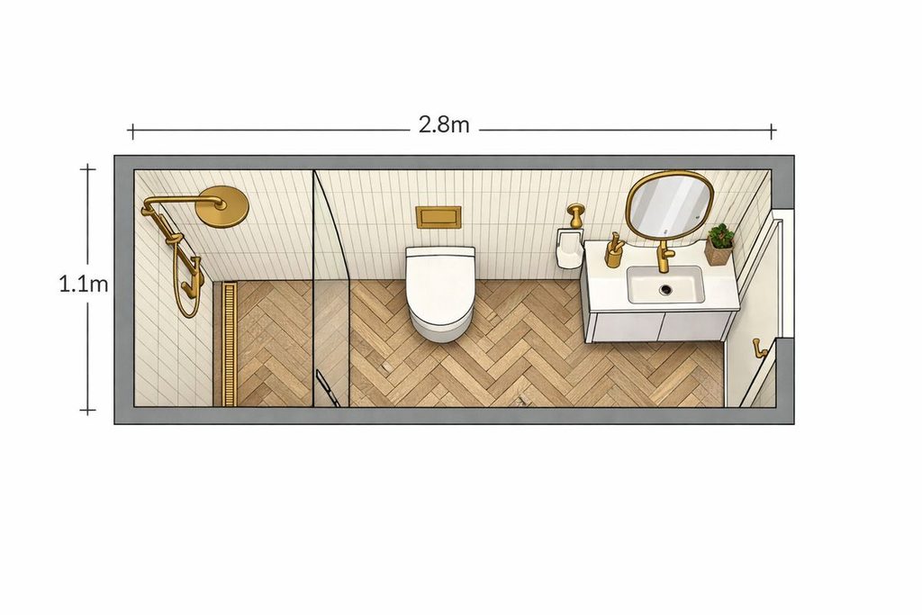 Layout Hemat Space untuk Kamar Mandi Tamu