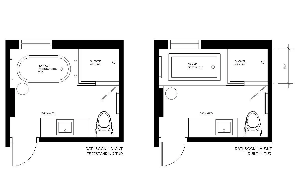 layout bathroom freestanding